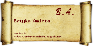 Brtyka Aminta névjegykártya